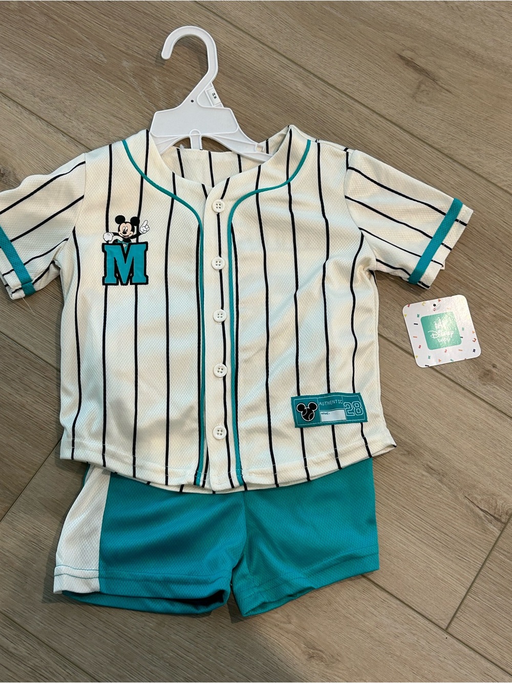 NWT Disney Mickey Mouse 2-Piece Set Mickey Mouse Baseball Jersey Sz 24 months